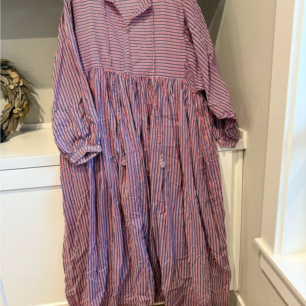 Striped Maxi Dress in Red and Blue